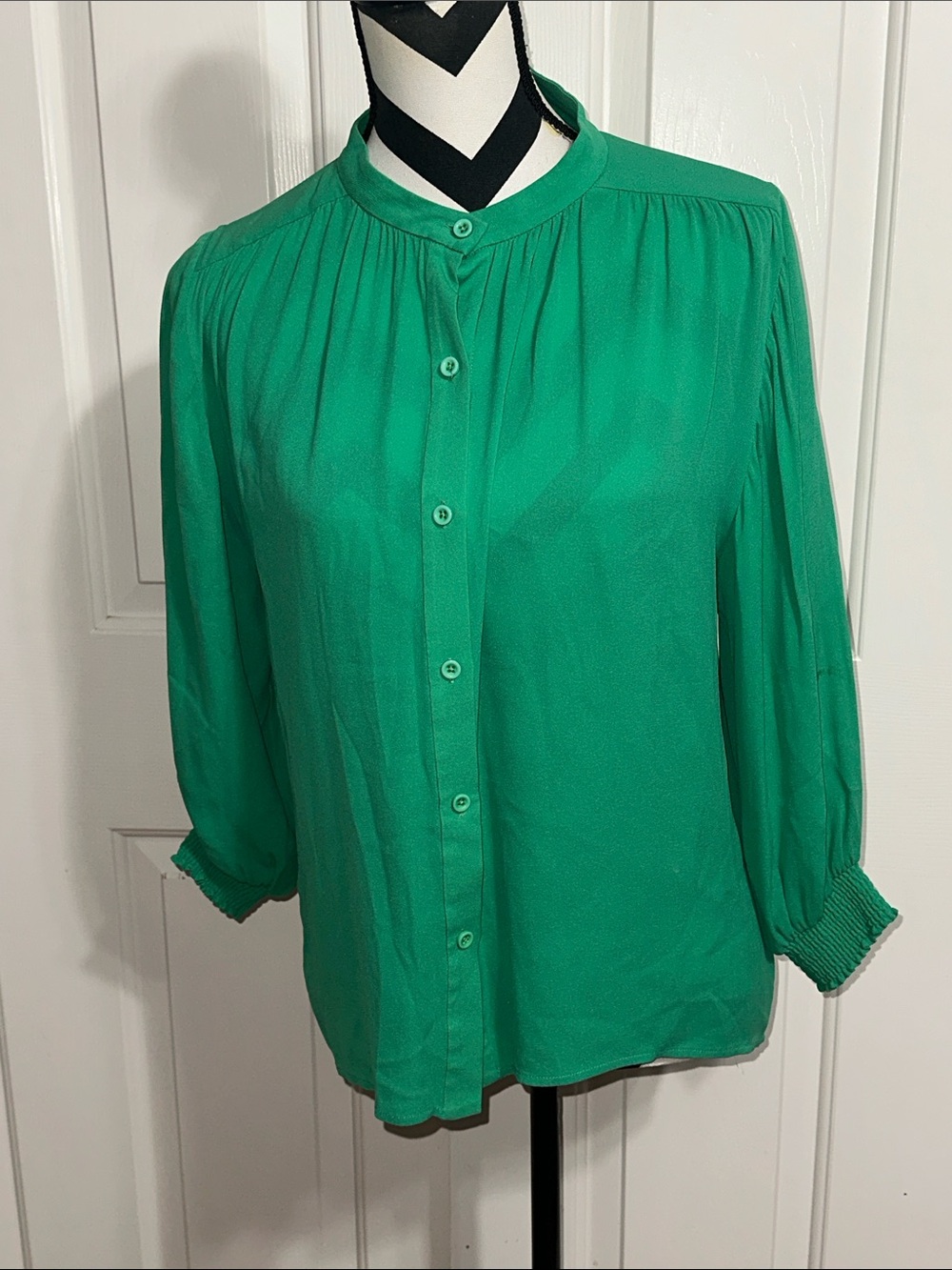 Alice + Olivia Emerald Green Button-Down Blouse